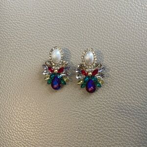 Multicoloured with pearls drop earrings